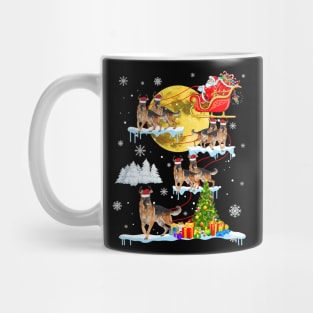 German Shepherd Dog Riding Santa Reindeer Christmas Mug